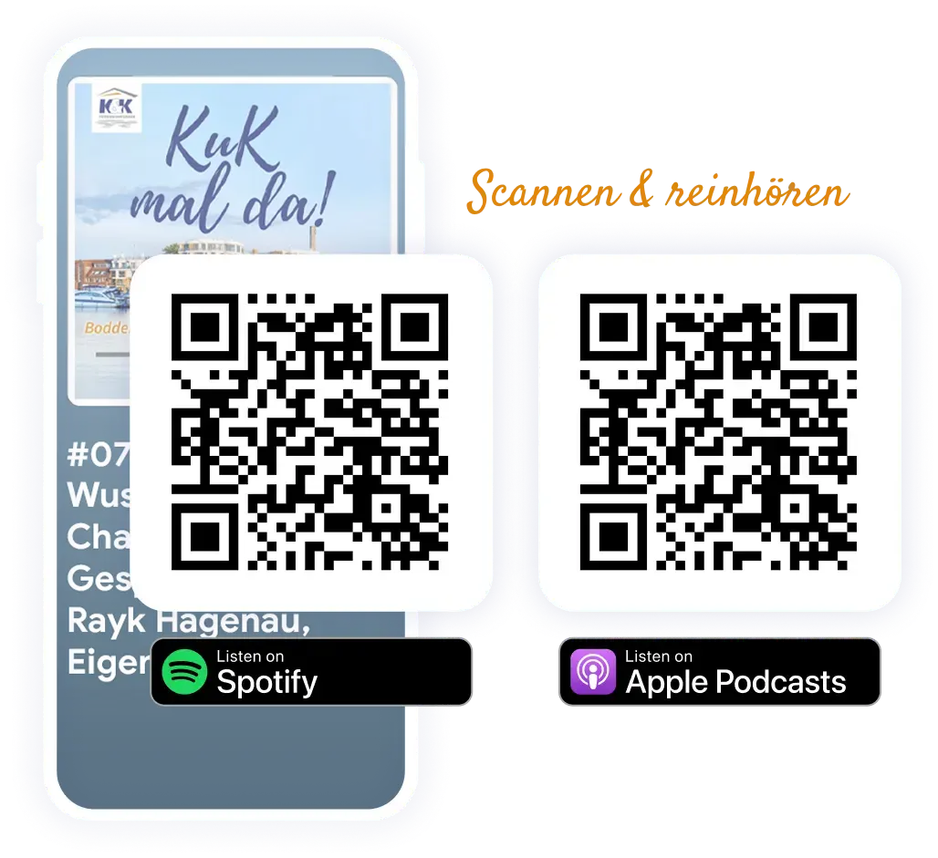 Scannen und anhören: QR-Codes für den Podcast Kuk mal da